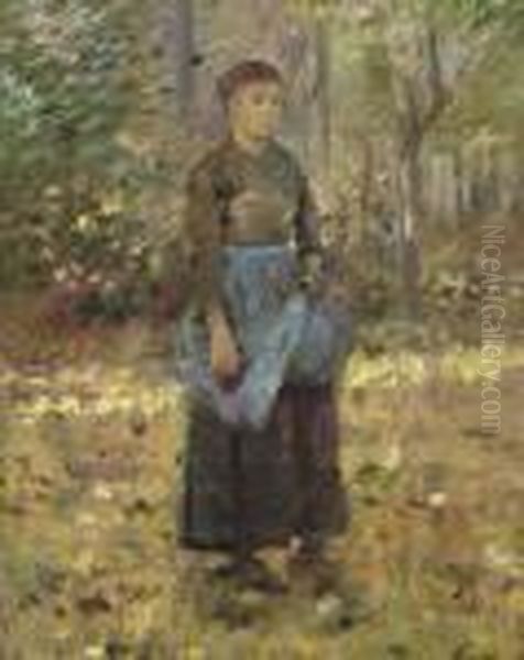 The Blue Apron Oil Painting by Theodore Robinson