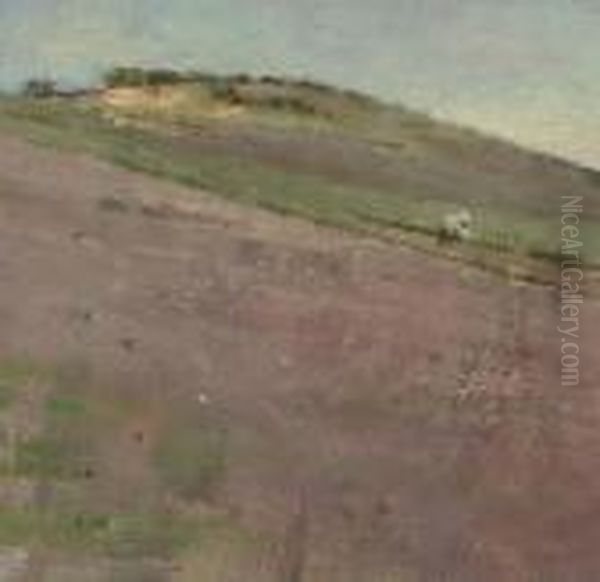 Hillside Oil Painting by Theodore Robinson