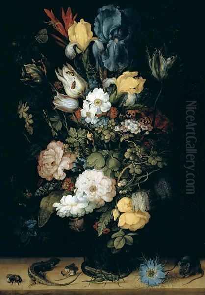 Bouquet of Flowers the so called Liechtenstein Bouquet 1612 Oil Painting by Roelandt Jacobsz Savery