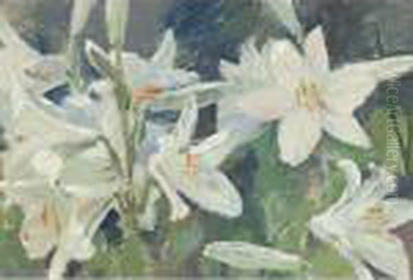 White Lillies Oil Painting by Theodore Robinson