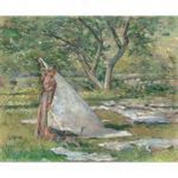 Washing Day Oil Painting by Theodore Robinson