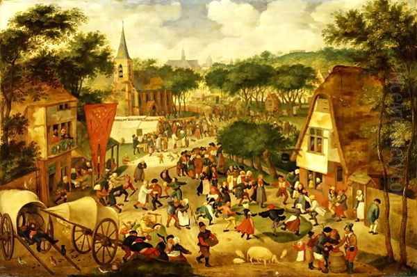 A Village Fair Oil Painting by Roelandt Jacobsz Savery