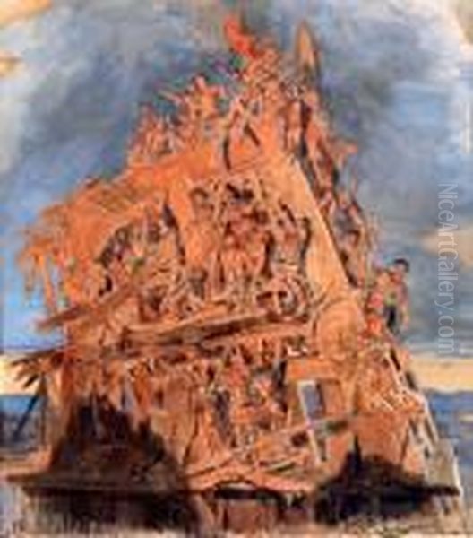 La Construction De La Tour De Babel Oil Painting by Georges Antoine Rochegrosse