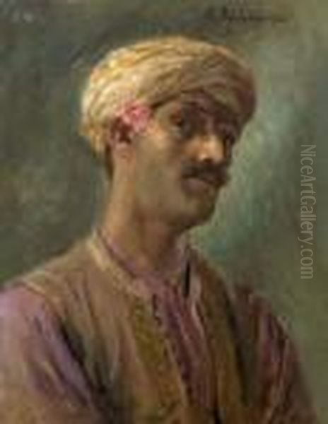 Portrait D'un Oriental. Oil Painting by Georges Antoine Rochegrosse