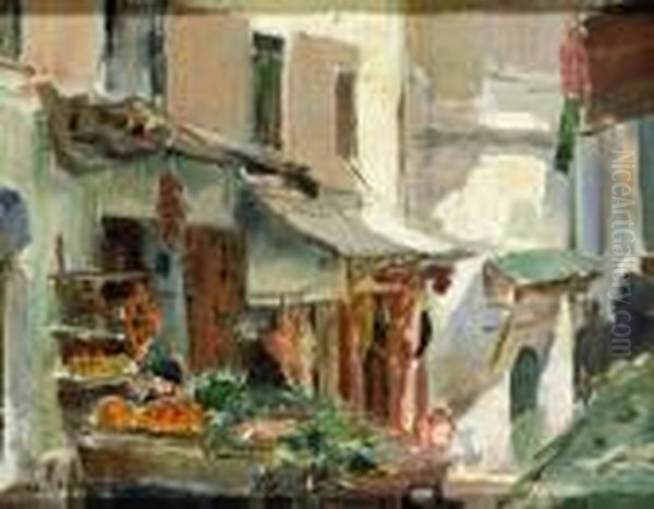 La Rue Sidi Abdallah Dans La Casbah Oil Painting by Georges Antoine Rochegrosse