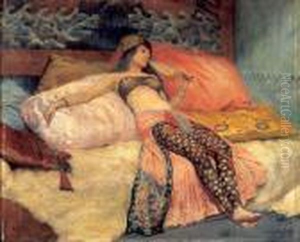 Le Repos De L'odalisque Oil Painting by Georges Antoine Rochegrosse