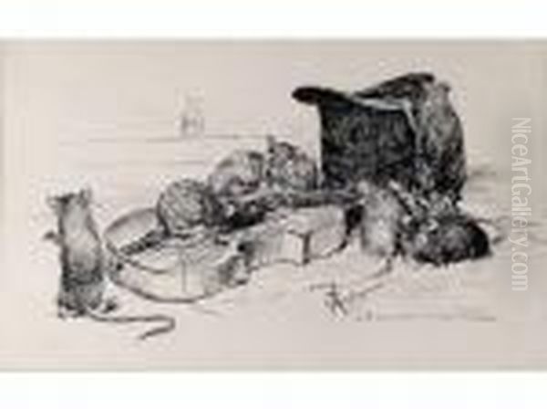 Les Rats Musiciens Dessin A La 
Plume Signe En Bas A Droite Et Dedicace A M. Giacomelli, L Inventeur Des
 Oiseaux 18 X 30 Cm Oil Painting by Georges Antoine Rochegrosse