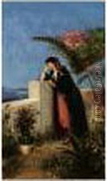 Reverie Sur La Terrasse Oil Painting by Georges Antoine Rochegrosse