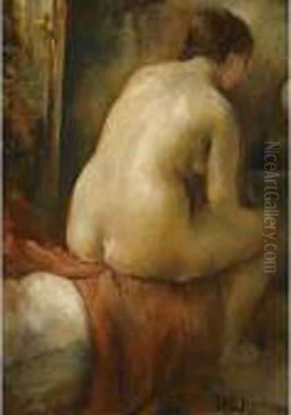 Seated Nude Oil Painting by Vera Rockline