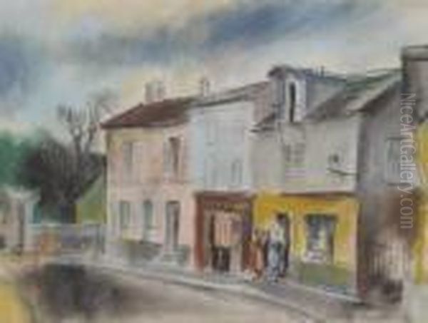 Rue Animee Oil Painting by Vera Rockline