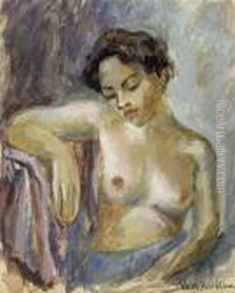 Sitting Nude Oil Painting by Vera Rockline