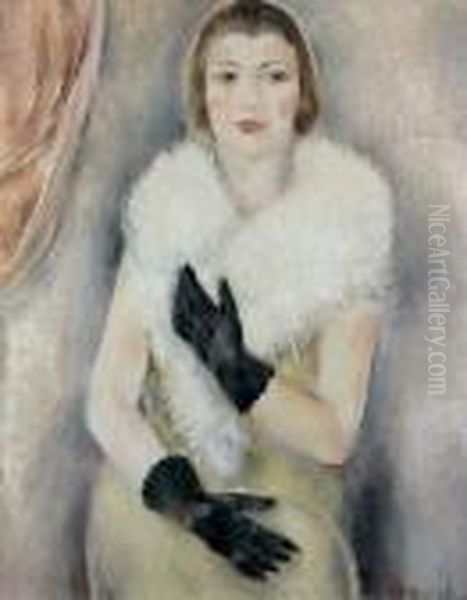 Femme Gantee De Noir Oil Painting by Vera Rockline