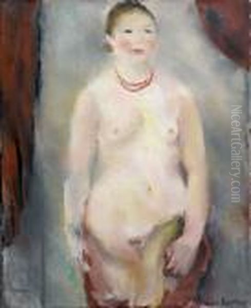 Nu Au Collier Rouge Oil Painting by Vera Rockline