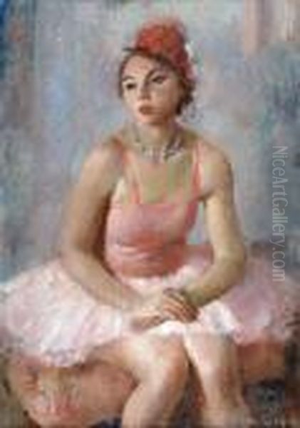 Danseuse Au Chapeau Rouge Oil Painting by Vera Rockline