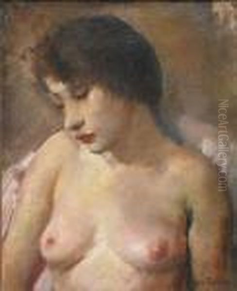 Portrait De Femme Denudee. Oil Painting by Vera Rockline