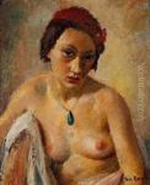 Nu A L'emeraude Oil Painting by Vera Rockline