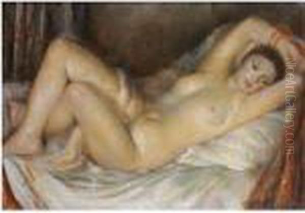 Reclining Nude Oil Painting by Vera Rockline