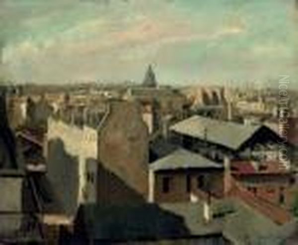 Paris Vu De L'atelier De L'artiste Oil Painting by Vera Rockline