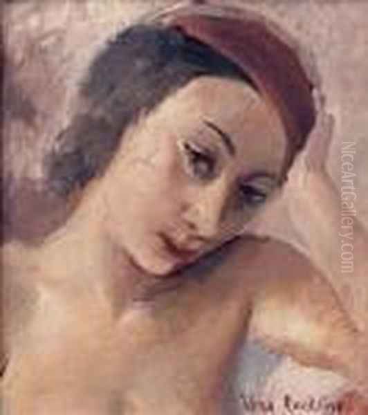 Jeune Femme Au Beret Rouge Oil Painting by Vera Rockline