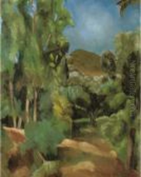 A Wooded Pathway Oil Painting by Vera Rockline