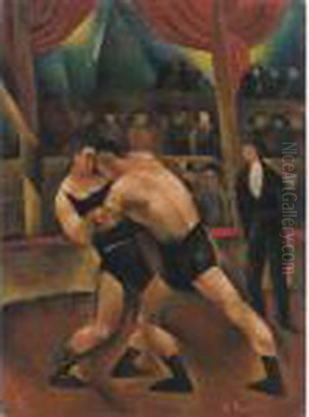 The Wrestlers Oil Painting by Vera Rockline