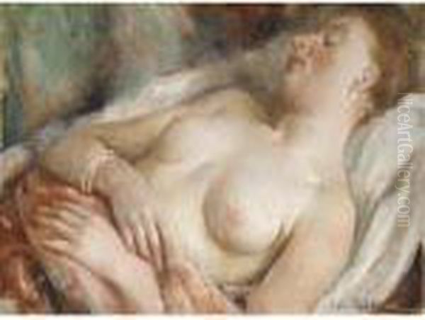 Sleeping Nude Oil Painting by Vera Rockline