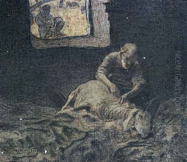 The Sheep Shearer Oil Painting by Giovanni Segantini