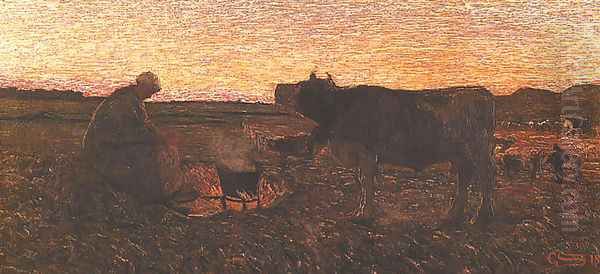 Sad Hour (L'ora mesta) Oil Painting by Giovanni Segantini