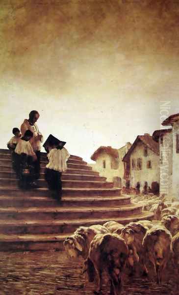 Blessing of the sheep Oil Painting by Giovanni Segantini