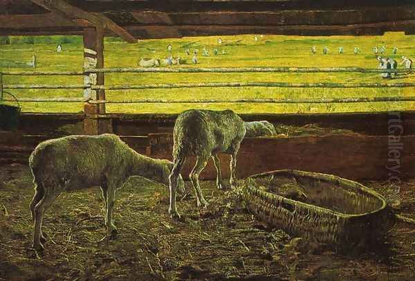 Contrast of light Oil Painting by Giovanni Segantini