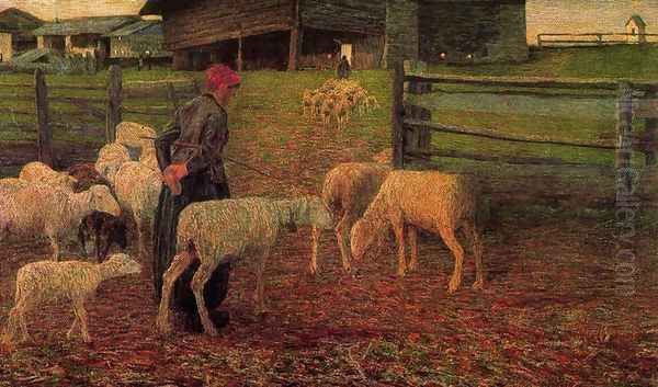 Back all'oville Oil Painting by Giovanni Segantini