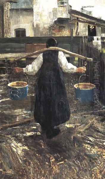 The water carrier Oil Painting by Giovanni Segantini