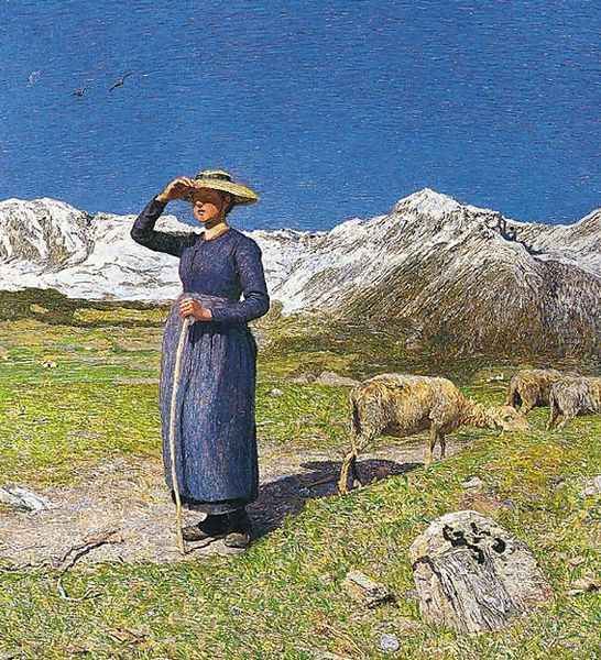 Noon in the Alps Oil Painting by Giovanni Segantini