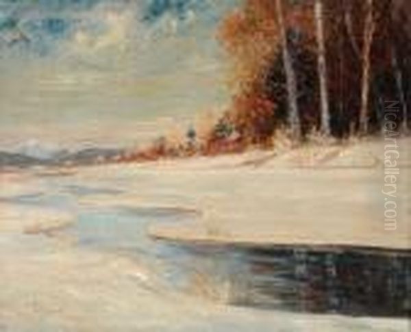 Paesaggio Fluviale D'inverno Oil Painting by Leonardo Roda