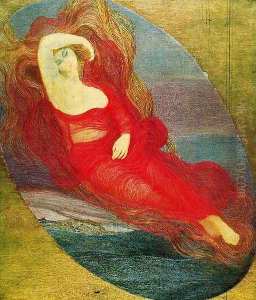 Goddess of love (angel of love. Pagan goddess) Oil Painting by Giovanni Segantini