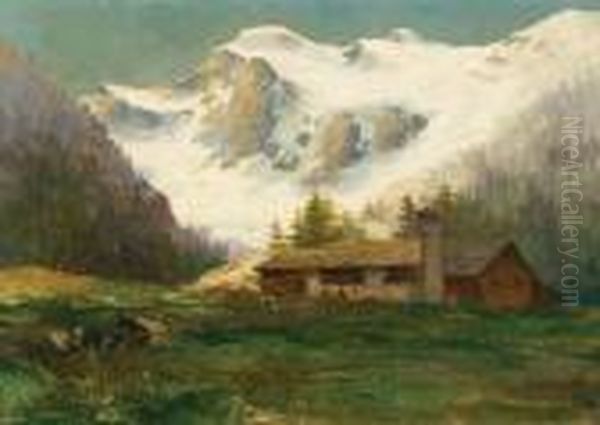 A Cogne Oil Painting by Leonardo Roda