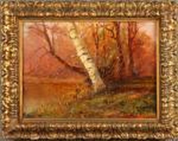 ''alberi Sul Torrente''. Oil Painting by Leonardo Roda