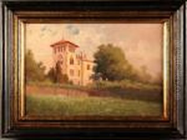 ''villa Lamberti Di 
Ivrea''. Oil Painting by Leonardo Roda