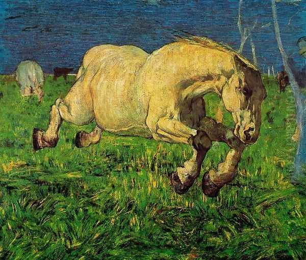 Horse at gallop Oil Painting by Giovanni Segantini