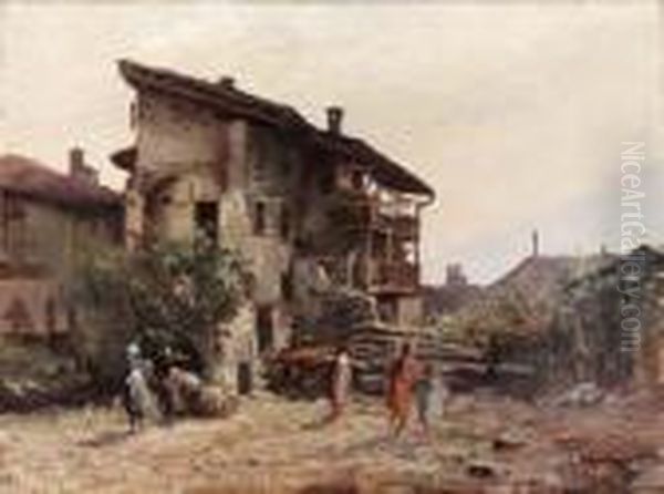 Borgo Valdostano Oil Painting by Leonardo Roda