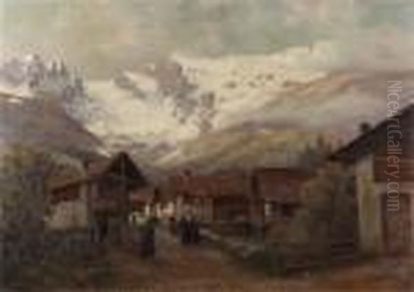 Borgo Alpino Oil Painting by Leonardo Roda