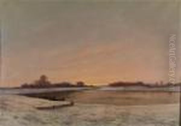 Tramonto Sul Fiume Oil Painting by Leonardo Roda