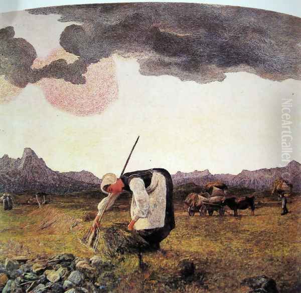 The harvesting of hay Oil Painting by Giovanni Segantini