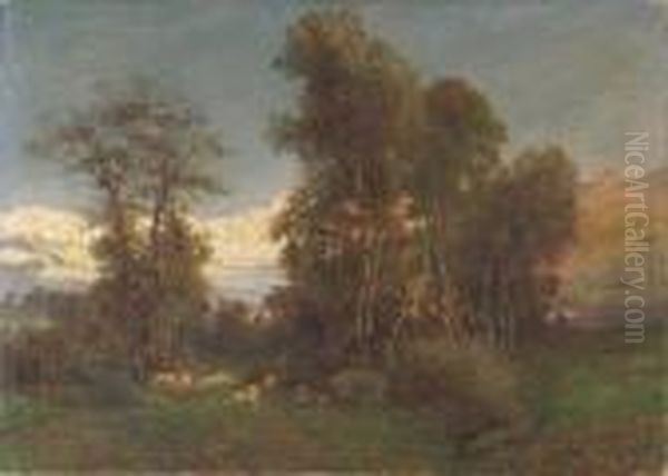 Pascolo Vicino Al Bosco Oil Painting by Leonardo Roda