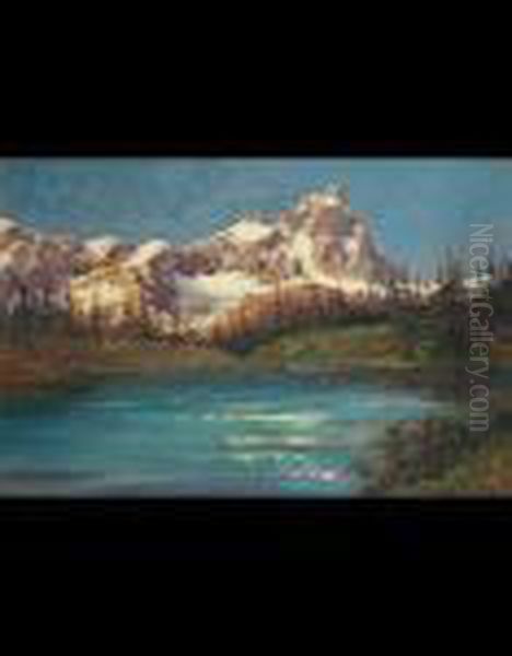 Il Cervino Visto Dal Lago Blu Oil Painting by Leonardo Roda