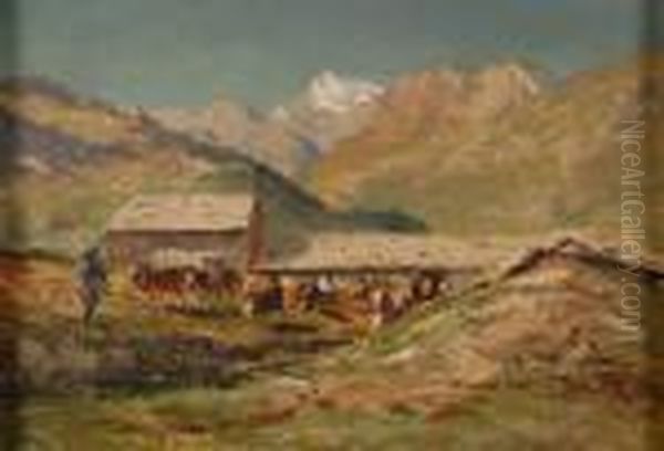 Pascolo In Alta Montagna Oil Painting by Leonardo Roda