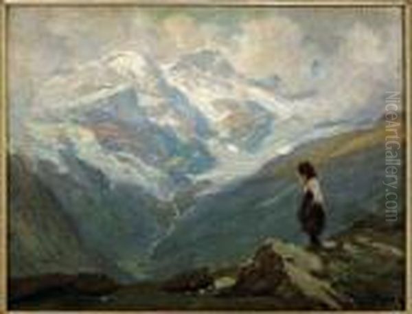 Alagna - Il Monte Rosa Dall'alpe Campo Oil Painting by Leonardo Roda