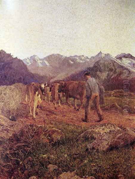 Triptych of nature. The nature Oil Painting by Giovanni Segantini