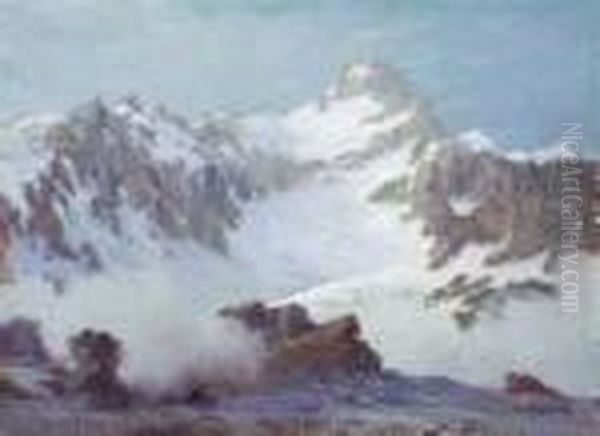 Ghiacciaio Del Monte Bianco Oil Painting by Leonardo Roda