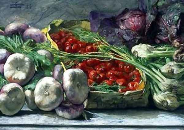 Still Life with Vegetables Oil Painting by Giovanni Segantini